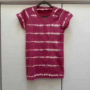 Lululemon Athletica Pink and White Tie-Dye Short Sleeve Tee